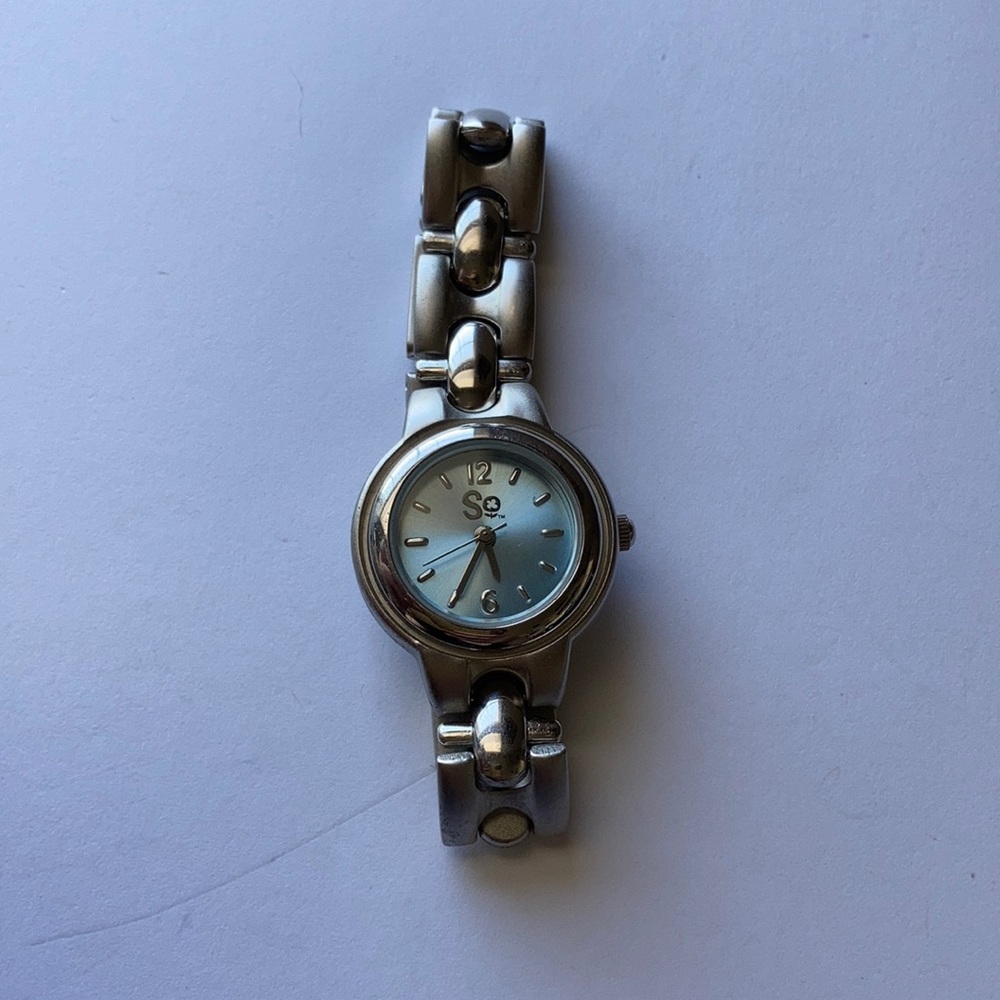 SO - Silver Watch With Baby Blue Face